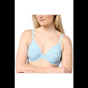 All Worthy Women's Lace Unlined Underwire Bra Powder Blue -